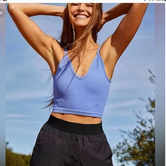 Free People Happiness Runs V-Neck Tank Blue XS/S - Picture 1 of 4